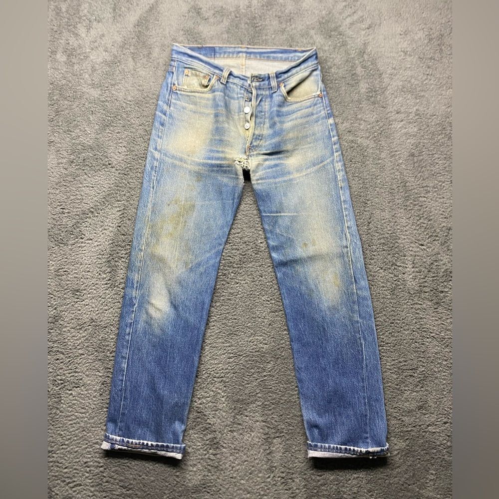 Vintage Levi's 501-0115 USA Button Fly Men’s 30x 29.5 Red Tab Medium Wash Faded